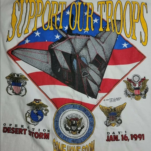 Vtg 90s Operation Desert Storm F-117 Stealth T-Shirt Size L Single-Stitch USA - Picture 2 of 11